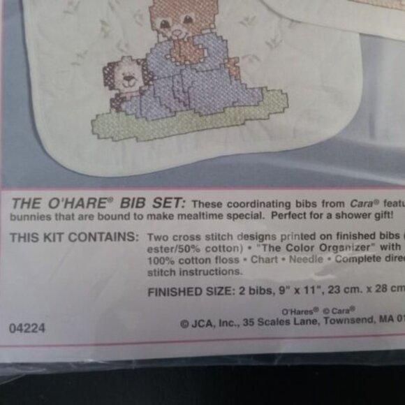 3/$24 O'HARE Bib set Stamped Cross stitch kit - Picture 3 of 4